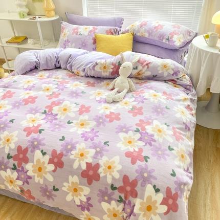 91家纺网 家纺一手货源 找家纺 安哆啦 2021新款220g牛奶绒简约款四件套 思慕