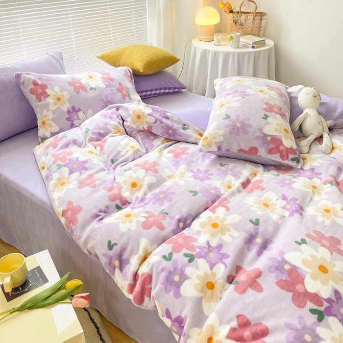 91家纺网 家纺一手货源 找家纺 安哆啦 2021新款220g牛奶绒简约款四件套 思慕