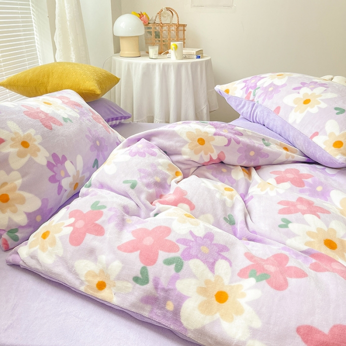 91家纺网 家纺一手货源 找家纺 安哆啦 2021新款220g牛奶绒简约款四件套 思慕