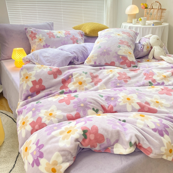 91家纺网 家纺一手货源 找家纺 安哆啦 2021新款220g牛奶绒简约款四件套 思慕