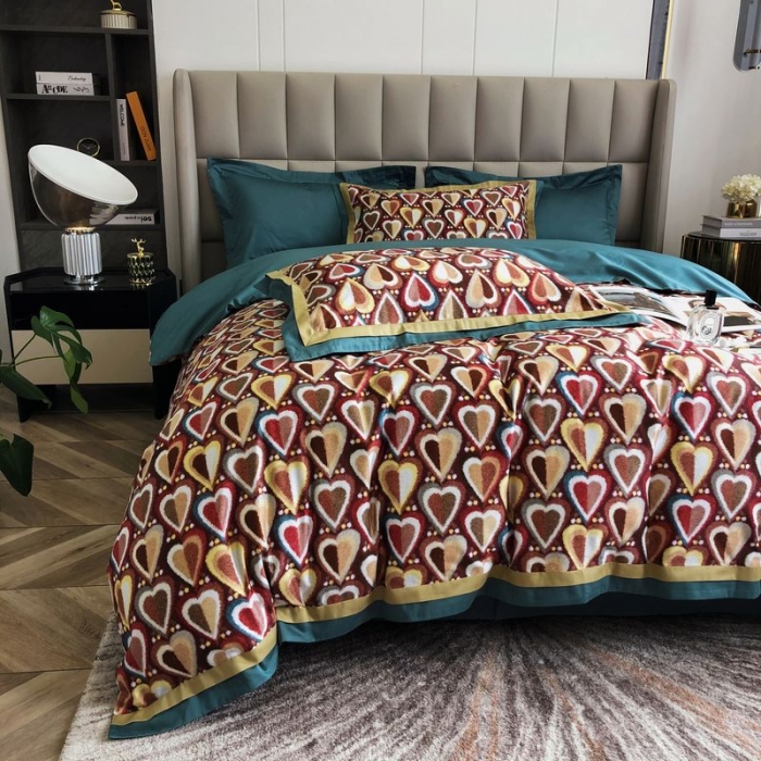 91家纺网 家纺一手货源 找家纺 涞澳 2021新款100支数码印花四件套 丘比特-红