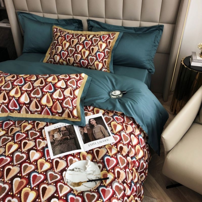 91家纺网 家纺一手货源 找家纺 涞澳 2021新款100支数码印花四件套 丘比特-红