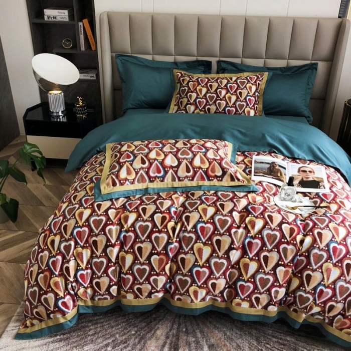 91家纺网 家纺一手货源 找家纺 涞澳 2021新款100支数码印花四件套 丘比特-红