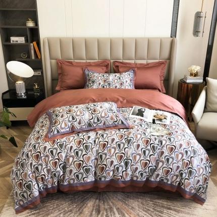 91家纺网 家纺一手货源 找家纺 涞澳 2021新款100支数码印花四件套 丘比特-桔