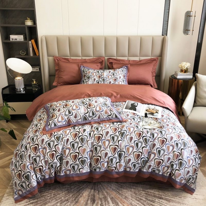 91家纺网 家纺一手货源 找家纺 涞澳 2021新款100支数码印花四件套 丘比特-桔