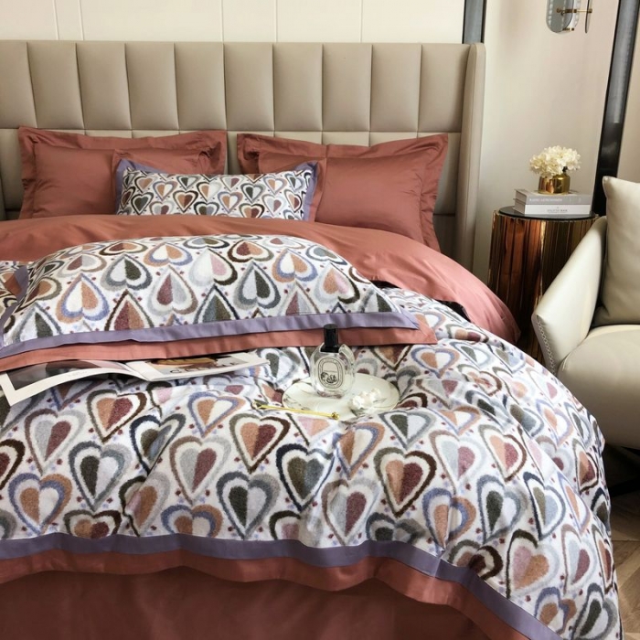 91家纺网 家纺一手货源 找家纺 涞澳 2021新款100支数码印花四件套 丘比特-桔