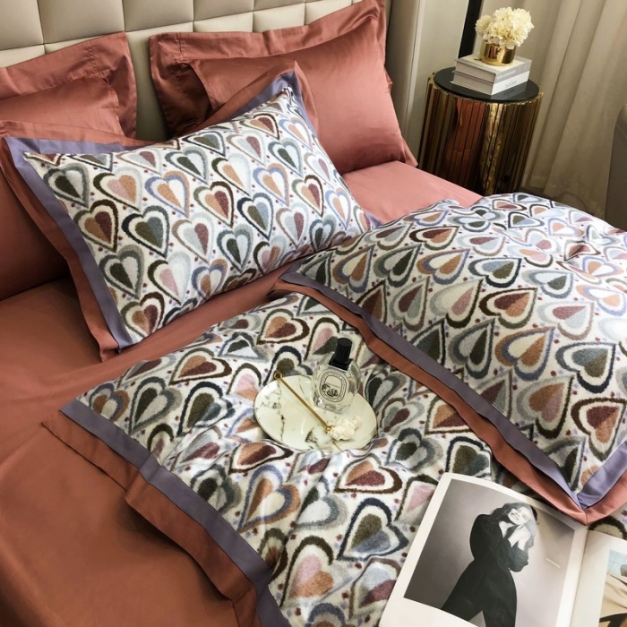 91家纺网 家纺一手货源 找家纺 涞澳 2021新款100支数码印花四件套 丘比特-桔