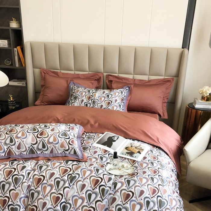 91家纺网 家纺一手货源 找家纺 涞澳 2021新款100支数码印花四件套 丘比特-桔