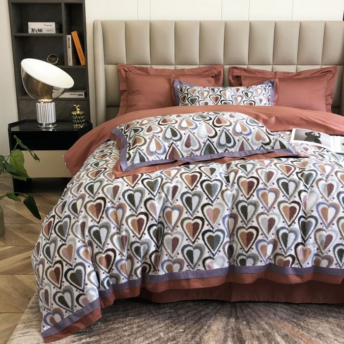 91家纺网 家纺一手货源 找家纺 涞澳 2021新款100支数码印花四件套 丘比特-桔