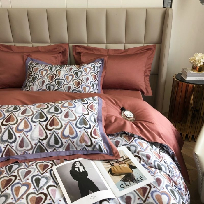 91家纺网 家纺一手货源 找家纺 涞澳 2021新款100支数码印花四件套 丘比特-桔