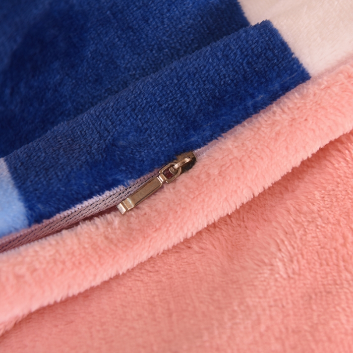 91家纺网 家纺一手货源 找家纺 眠博士 2021新款印花款多功能毛毯单被套彩条兔