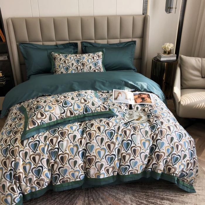 91家纺网 家纺一手货源 找家纺 涞澳 2021新款100支数码印花四件套 丘比特-蓝