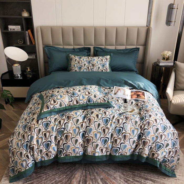 91家纺网 家纺一手货源 找家纺 涞澳 2021新款100支数码印花四件套 丘比特-蓝