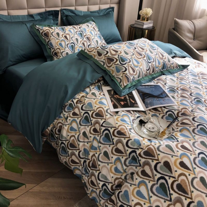 91家纺网 家纺一手货源 找家纺 涞澳 2021新款100支数码印花四件套 丘比特-蓝