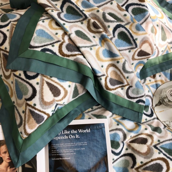 91家纺网 家纺一手货源 找家纺 涞澳 2021新款100支数码印花四件套 丘比特-蓝