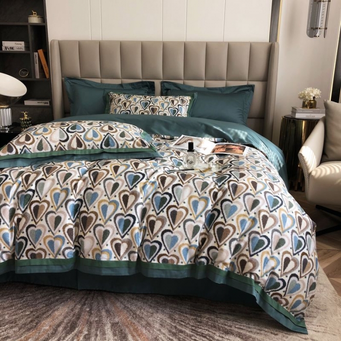 91家纺网 家纺一手货源 找家纺 涞澳 2021新款100支数码印花四件套 丘比特-蓝