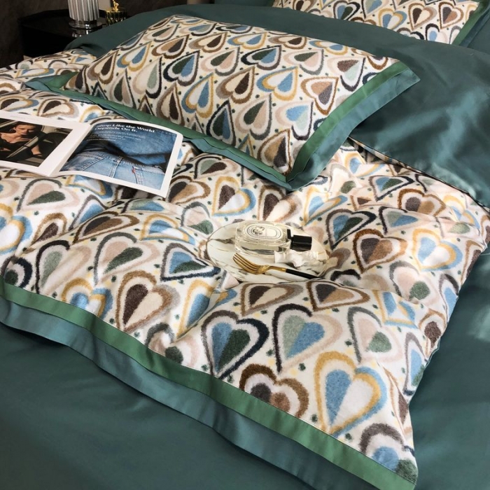 91家纺网 家纺一手货源 找家纺 涞澳 2021新款100支数码印花四件套 丘比特-蓝