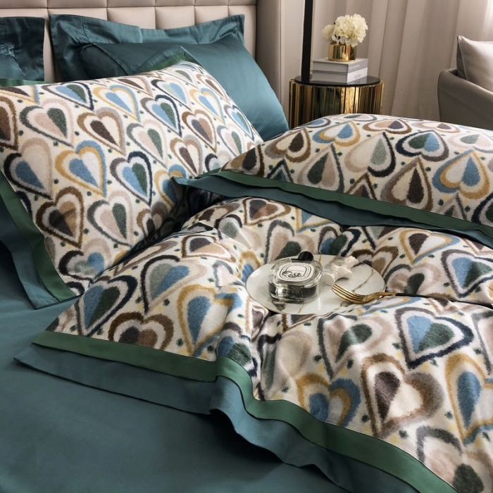 91家纺网 家纺一手货源 找家纺 涞澳 2021新款100支数码印花四件套 丘比特-蓝