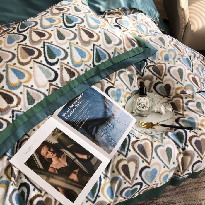 91家纺网 家纺一手货源 找家纺 涞澳 2021新款100支数码印花四件套 丘比特-蓝