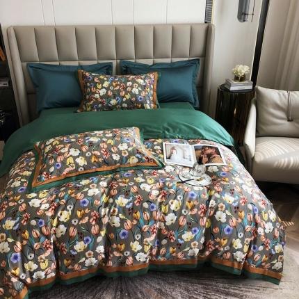 91家纺网 家纺一手货源 找家纺 涞澳 2021新款100支数码印花四件套 秋颜