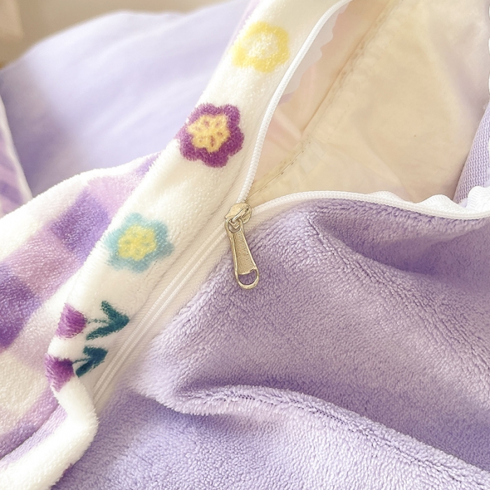 91家纺网 家纺一手货源 找家纺 安哆啦 2021新款220g牛奶绒简约款四件套 郁金香紫