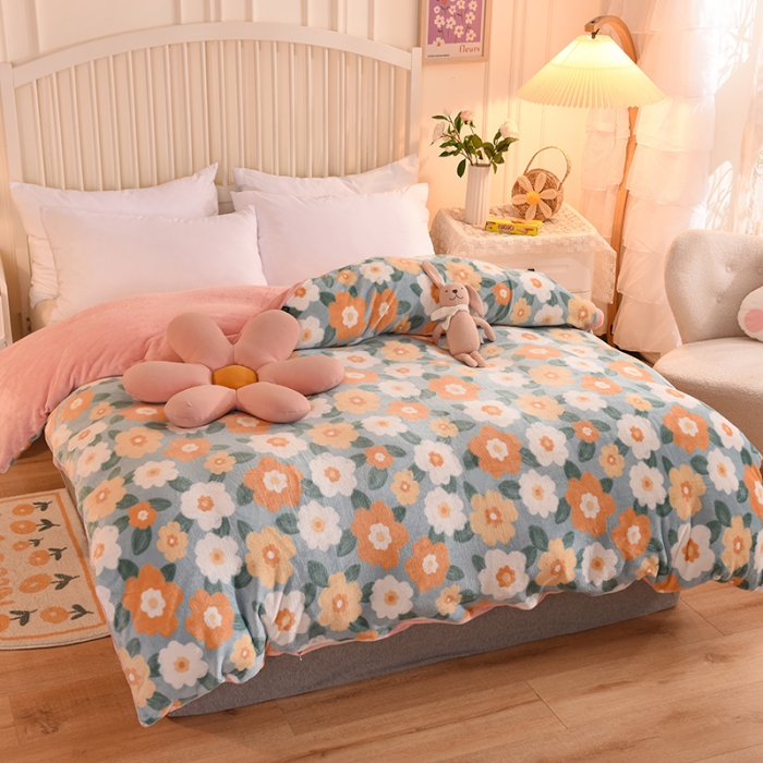 91家纺网 家纺一手货源 找家纺 眠博士 2021新款印花款多功能毛毯单被套漫天花海