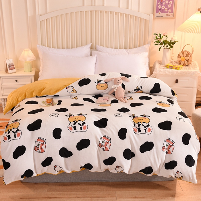 91家纺网 家纺一手货源 找家纺 眠博士 2021新款印花款多功能毛毯单被套奶牛宝贝