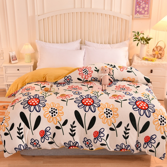 91家纺网 家纺一手货源 找家纺 眠博士 2021新款印花款多功能毛毯单被套太阳花