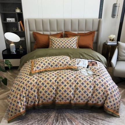 91家纺网 家纺一手货源 找家纺 涞澳 2021新款100支数码印花四件套 四叶草-青