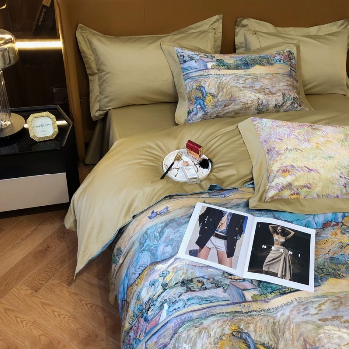 91家纺网 家纺一手货源 找家纺 涞澳 2021新款100支数码印花四件套 素锦