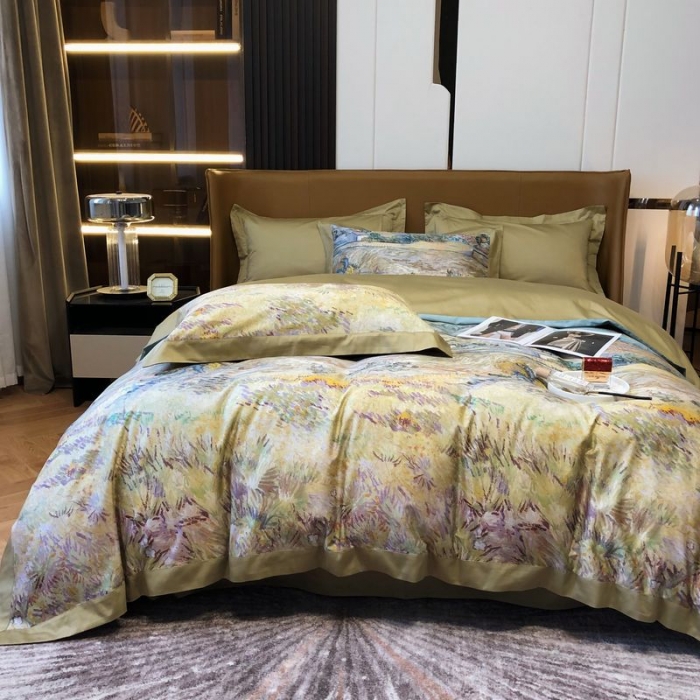 91家纺网 家纺一手货源 找家纺 涞澳 2021新款100支数码印花四件套 素锦