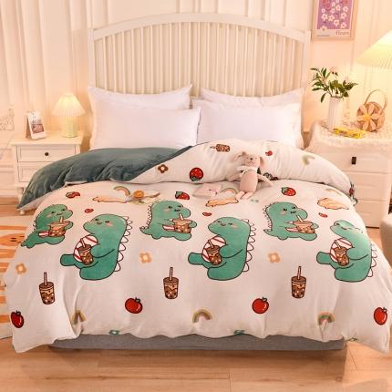 91家纺网 家纺一手货源 找家纺 眠博士 2021新款印花款多功能毛毯单被套小恐龙