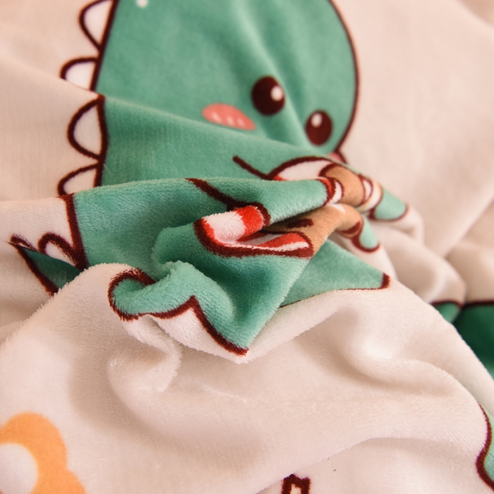 91家纺网 家纺一手货源 找家纺 眠博士 2021新款印花款多功能毛毯单被套小恐龙