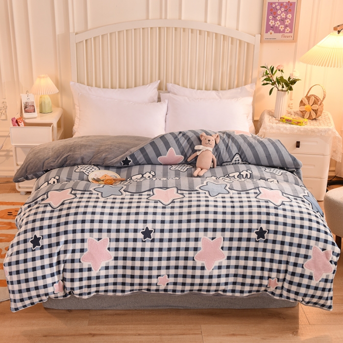 91家纺网 家纺一手货源 找家纺 眠博士 2021新款印花款多功能毛毯单被套星语星愿