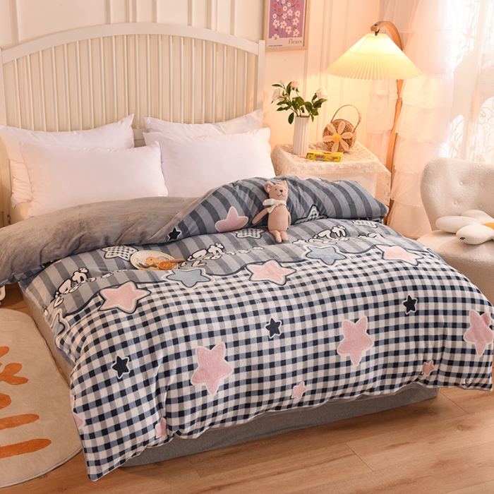 91家纺网 家纺一手货源 找家纺 眠博士 2021新款印花款多功能毛毯单被套星语星愿