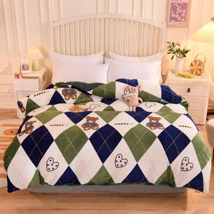 91家纺网 家纺一手货源 找家纺 眠博士 2021新款印花款多功能毛毯单被套英伦熊