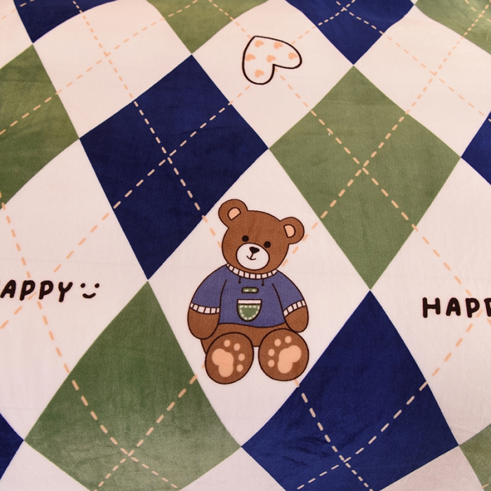 91家纺网 家纺一手货源 找家纺 眠博士 2021新款印花款多功能毛毯单被套英伦熊