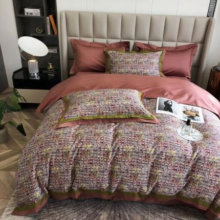 91家纺网 家纺一手货源 找家纺 涞澳 2021新款100支数码印花四件套 索尔-桔