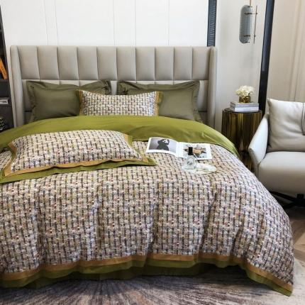 91家纺网 家纺一手货源 找家纺 涞澳 2021新款100支数码印花四件套 索尔-绿