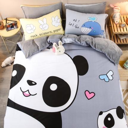 91家纺网 家纺一手货源 找家纺 涵宸2021新款绒-A棉大版B绒系列四件套 欢乐玩伴