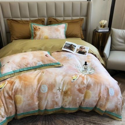 91家纺网 家纺一手货源 找家纺 涞澳 2021新款100支数码印花四件套 星空