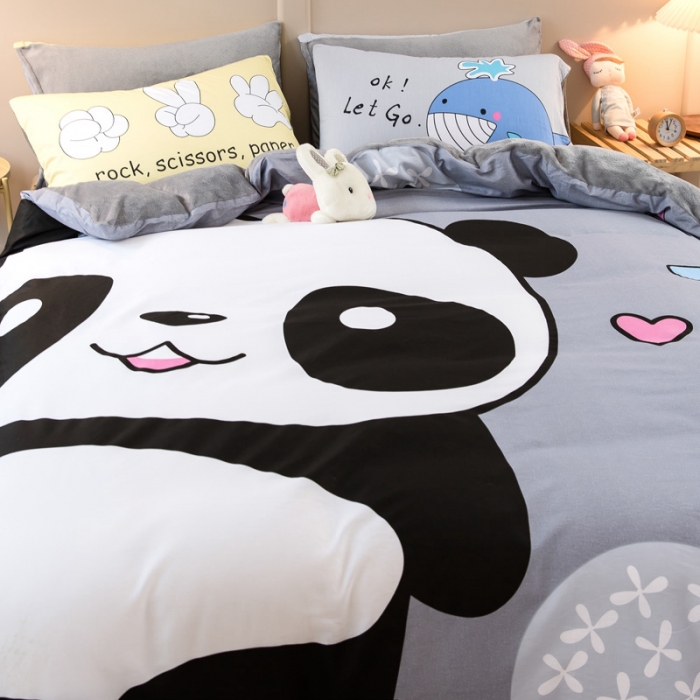 91家纺网 家纺一手货源 找家纺 涵宸2021新款绒-A棉大版B绒系列四件套 欢乐玩伴