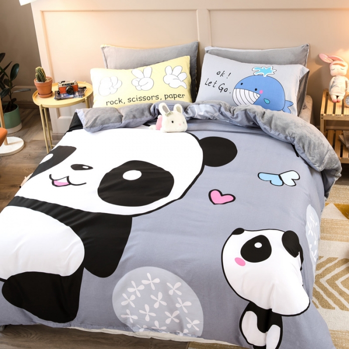 91家纺网 家纺一手货源 找家纺 涵宸2021新款绒-A棉大版B绒系列四件套 欢乐玩伴