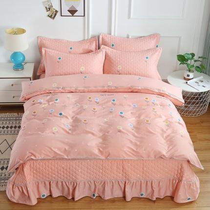 91家纺网 家纺一手货源 找家纺 （总）OL家纺 2021新款全棉床裙夹棉纯棉简约风四件套