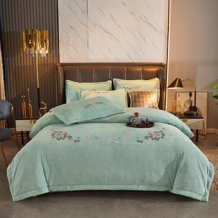 91家纺网 家纺一手货源 找家纺 （总）2024新款220克加厚牛奶绒毛巾绣一字绣四件套