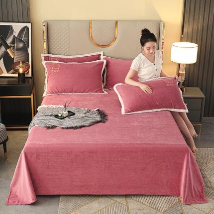 爱洛家纺2021新款牛奶绒四件套 红豆沙