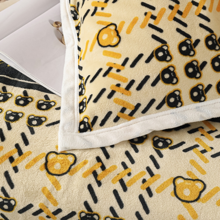 91家纺网 家纺一手货源 找家纺 爱洛家纺2021新款牛奶绒四件套 可爱-熊