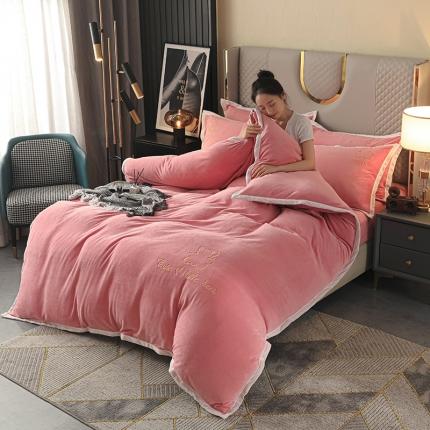 爱洛家纺2021新款牛奶绒四件套 少女-粉