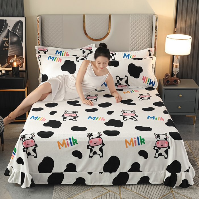 91家纺网 家纺一手货源 找家纺 爱洛家纺2021新款牛奶绒四件套 小奶牛