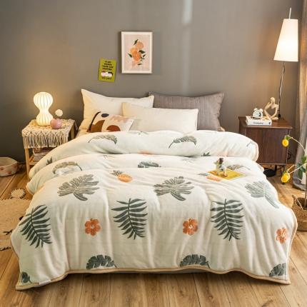 91家纺网 家纺一手货源 找家纺 好艺佳 新款240克雪花绒毯法莱绒毯床单加厚毛毯 海岛风情